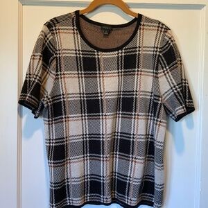 Ann Taylor XL Plaid Sweater (short sleeve)100% Cotton
